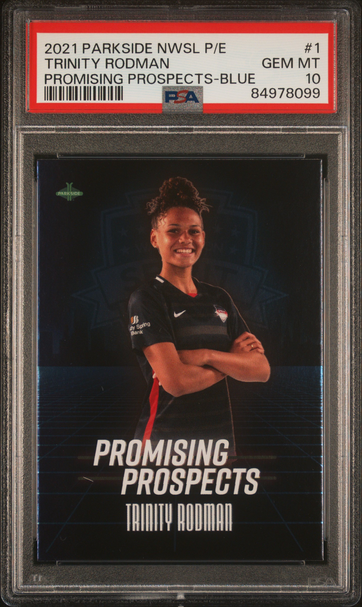 2021 PARKSIDE NWSL PREMIER EDITION PROMISING PROSPECTS #1 TRINITY RODMAN PROMISING PROSPECTS-BLUE