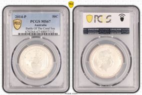 2014-P 50C Battle Of The Coral Sea MS67