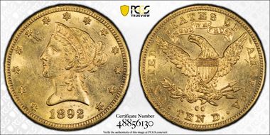 1892-CC $10 MS61