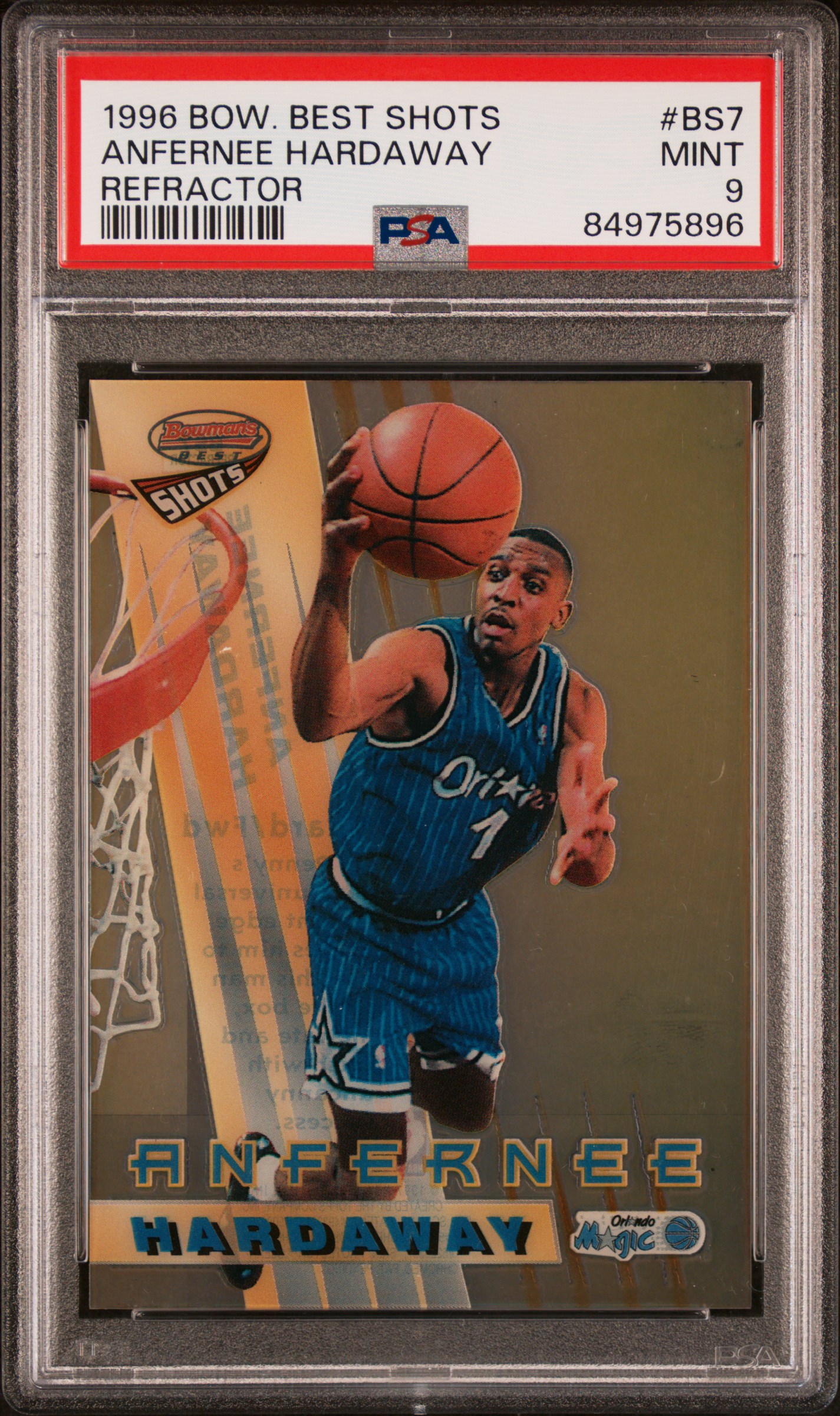 1996 BOWMAN'S BEST BEST SHOTS #BS7 ANFERNEE HARDAWAY REFRACTOR