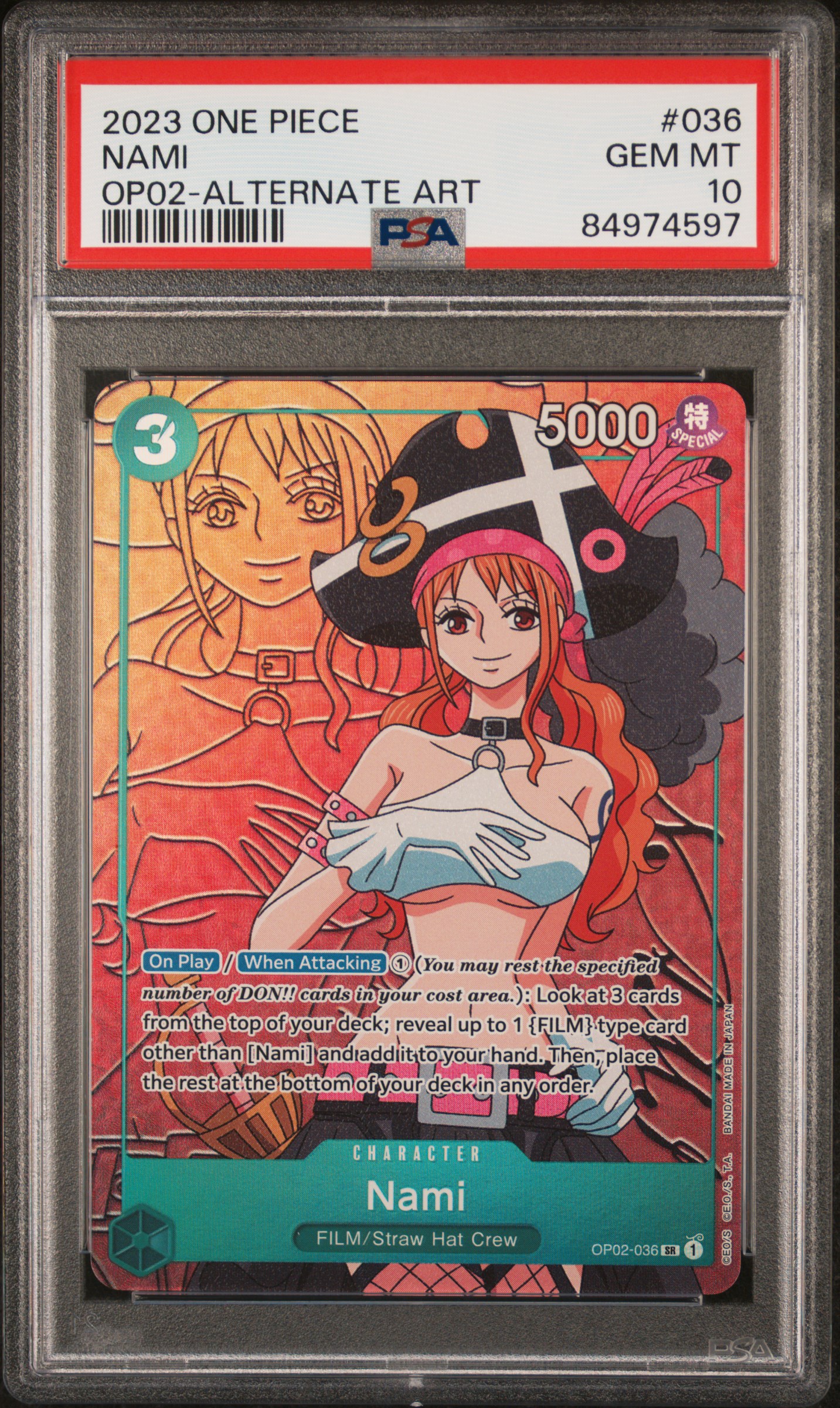 2023 ONE PIECE OP02-PARAMOUNT WAR #036 NAMI ALTERNATE ART