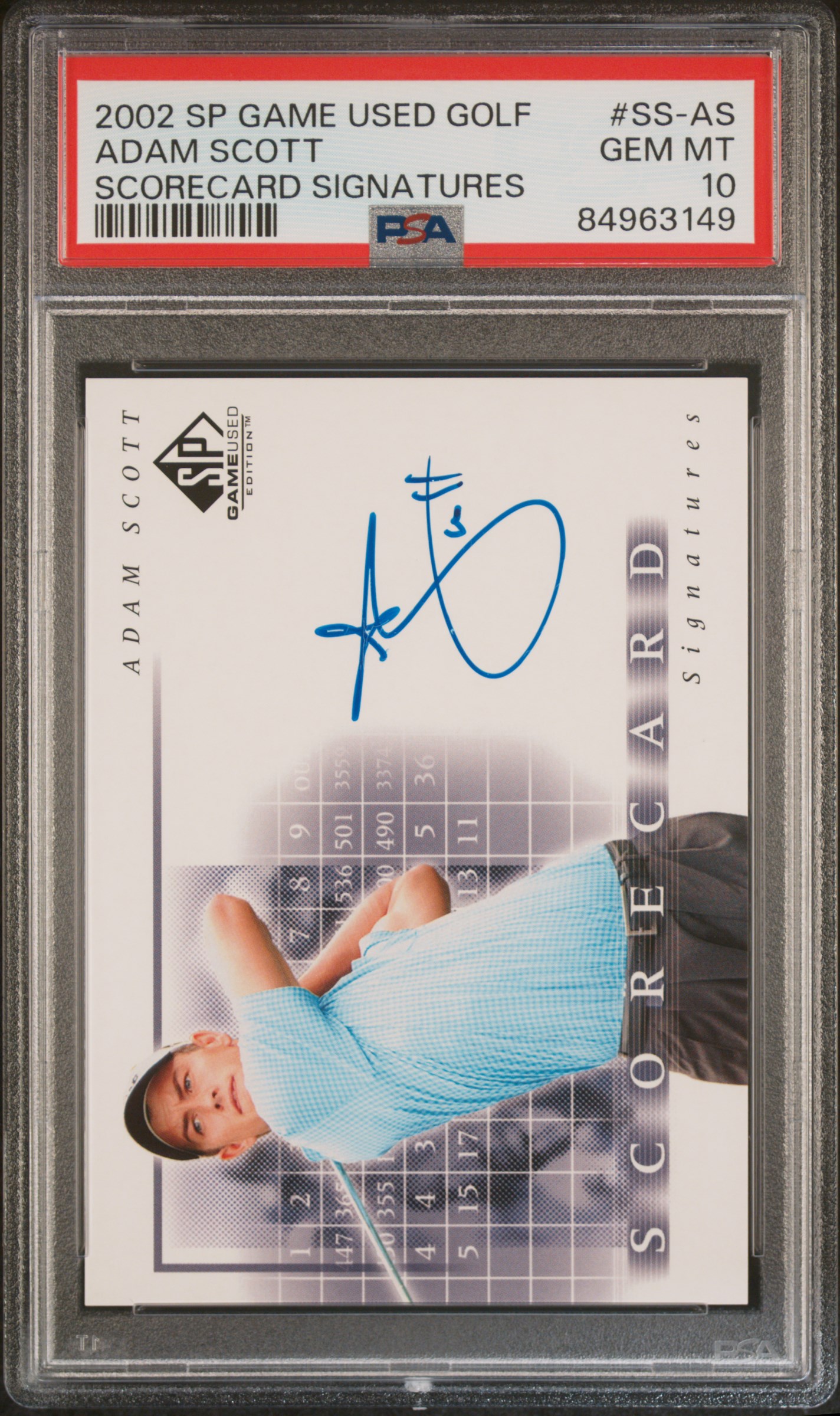 2002 SP GAME USED SCORECARD SIGNATURES #SS-AS ADAM SCOTT SCORECARD SIGNATURES