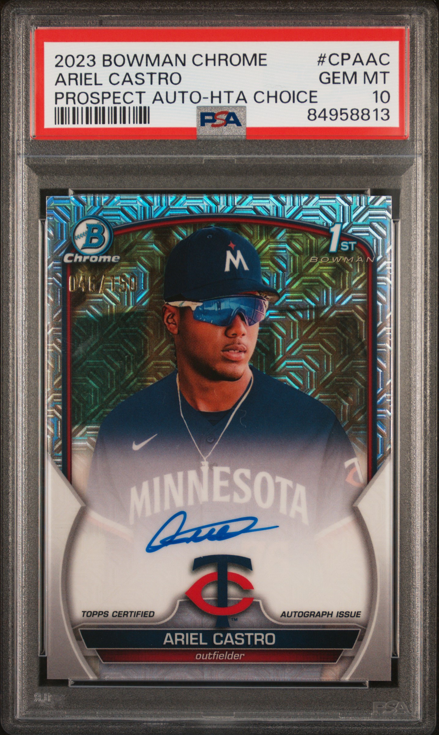 2023 BOWMAN CHROME PROSPECT AUTOGRAPHS #CPAAC ARIEL CASTRO PROSPECT AU-HTA CHOICE REF