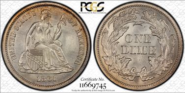 1861 10C MS64