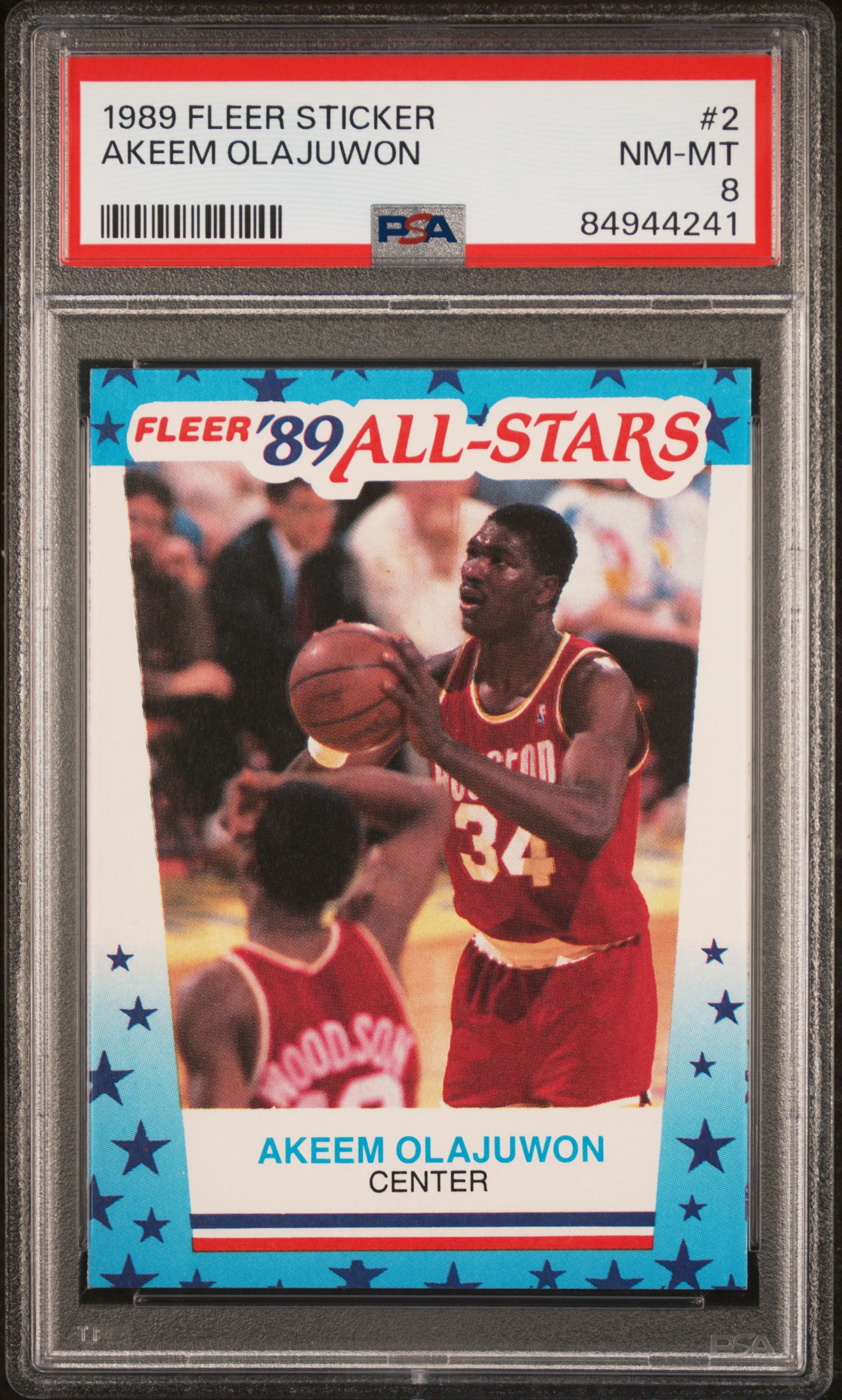 1989 FLEER STICKER #2 AKEEM OLAJUWON