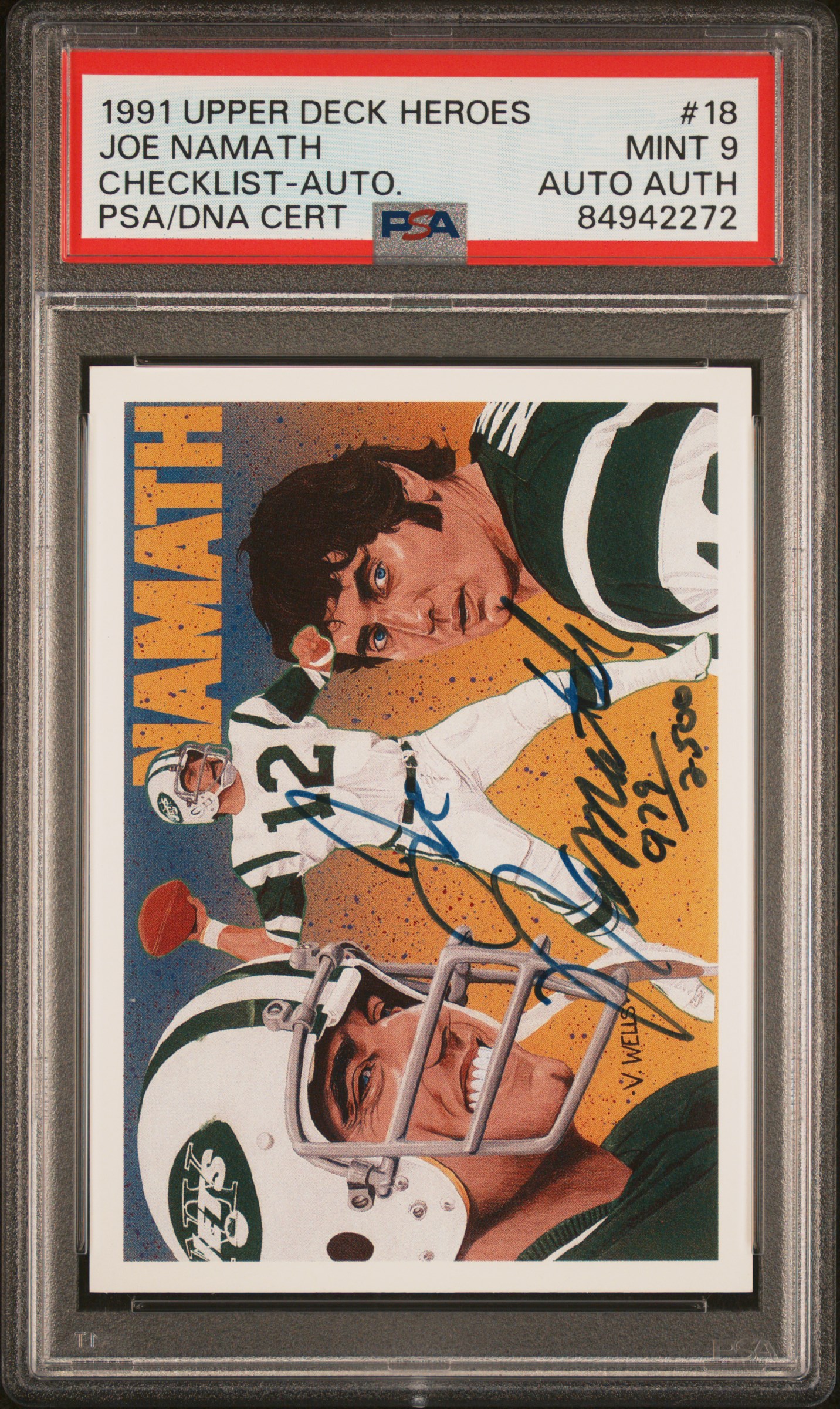 1991 UPPER DECK HEROES #18 JOE NAMATH CHECKLIST-AUTO.