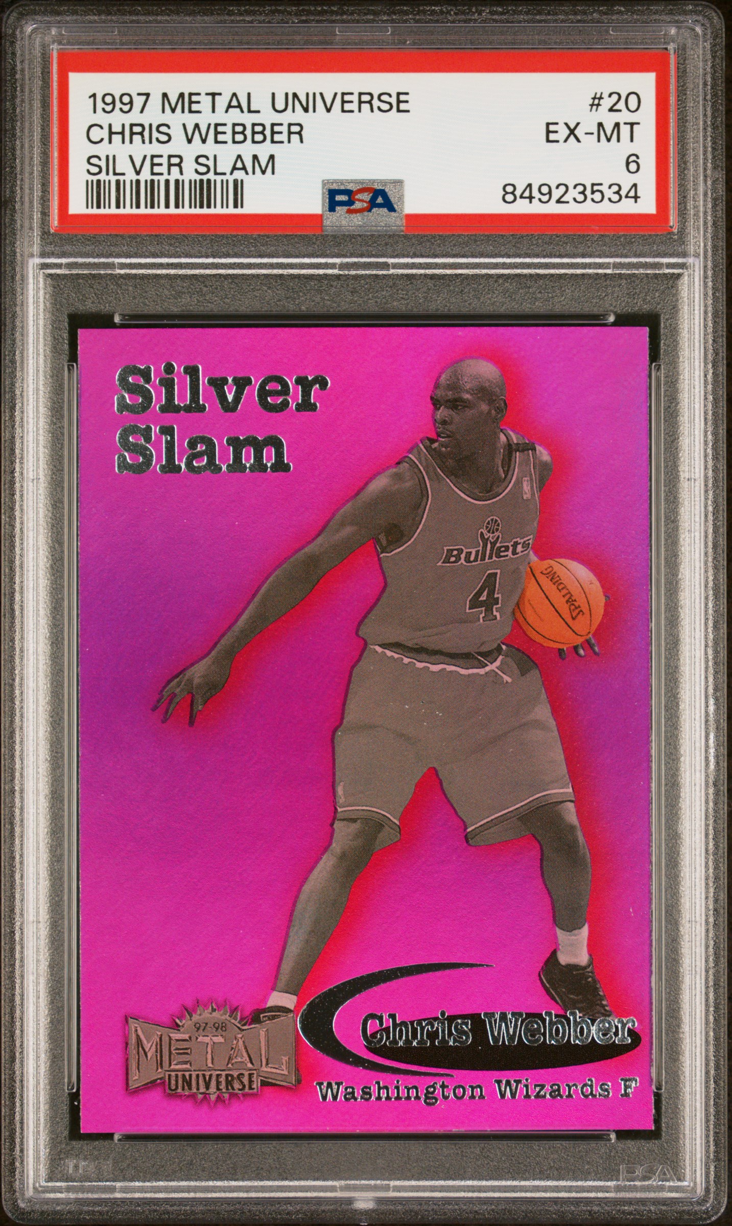 1997 METAL UNIVERSE SILVER SLAM #20 CHRIS WEBBER SILVER SLAM