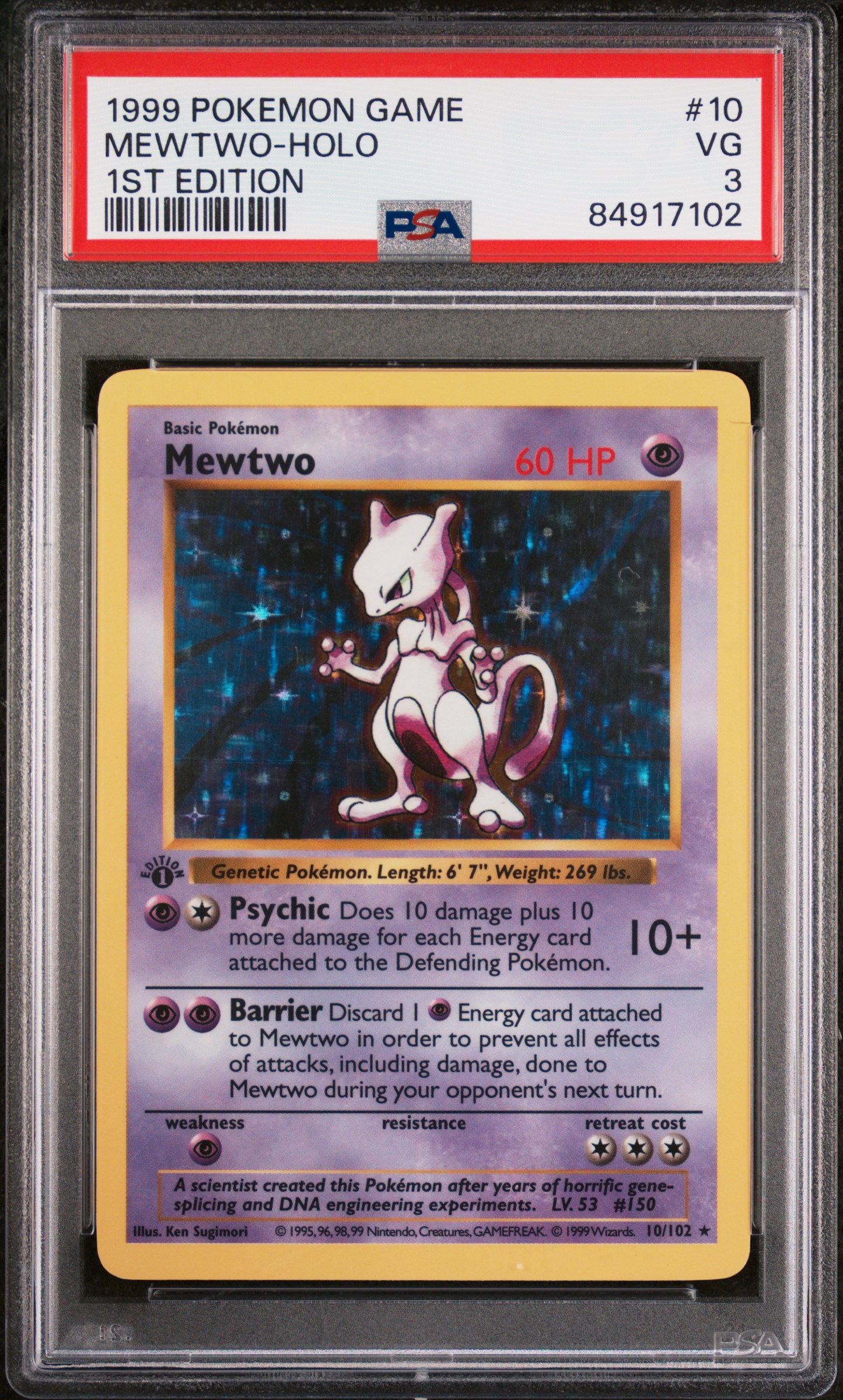 1999 POKEMON GAME #10 MEWTWO-HOLO 1ST EDITION
