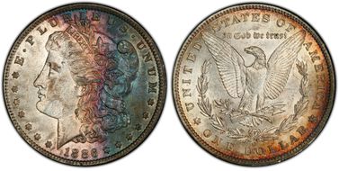 1886-O $1 VAM 1A, Clashed E AU55
