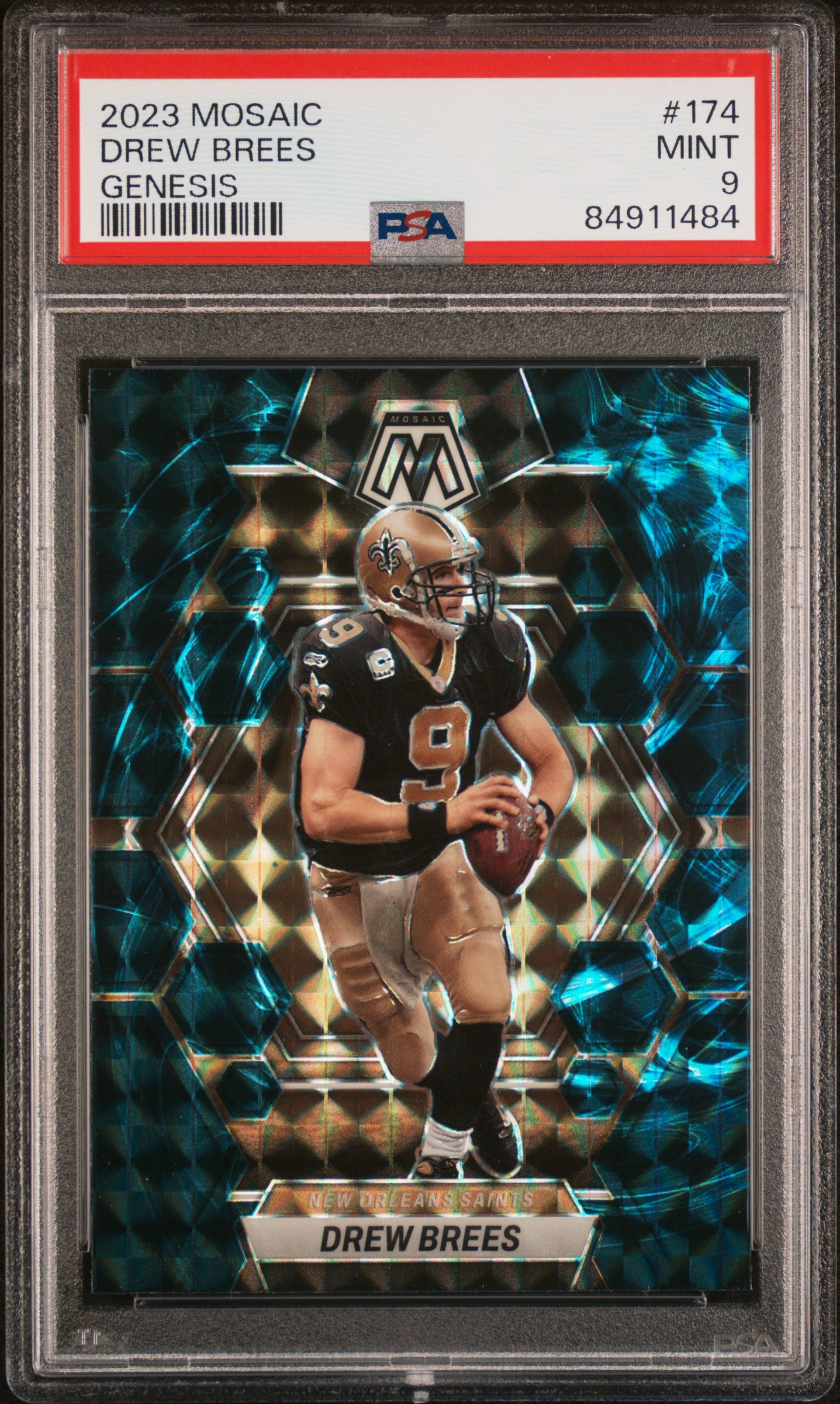 2023 Panini Mosaic Genesis #174 Drew Brees – PSA MINT 9