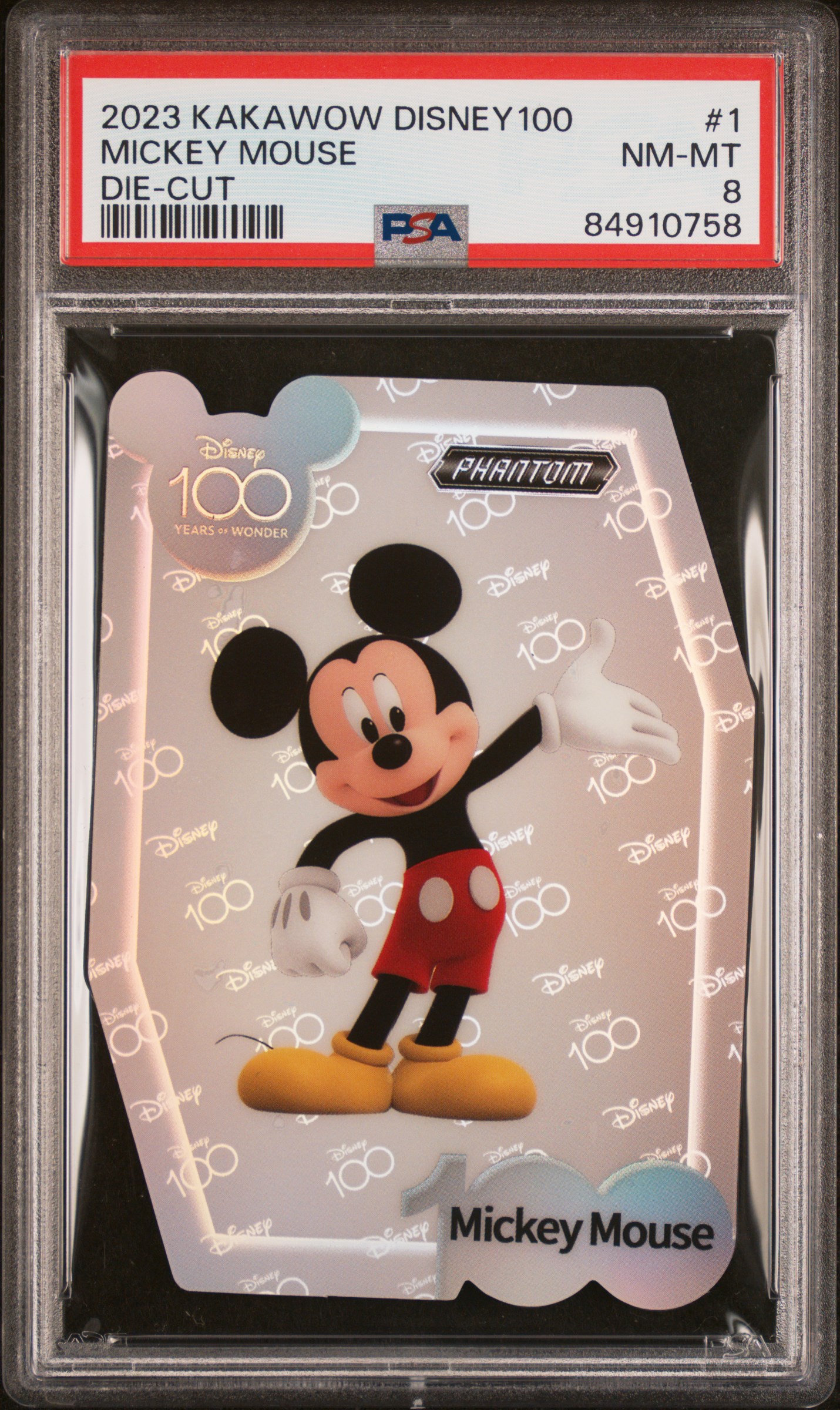 2023 KAKAWOW PHANTOM DISNEY100 WONDROUS CHARACTER DIE-CUT #1 MICKEY MOUSE DIE-CUT