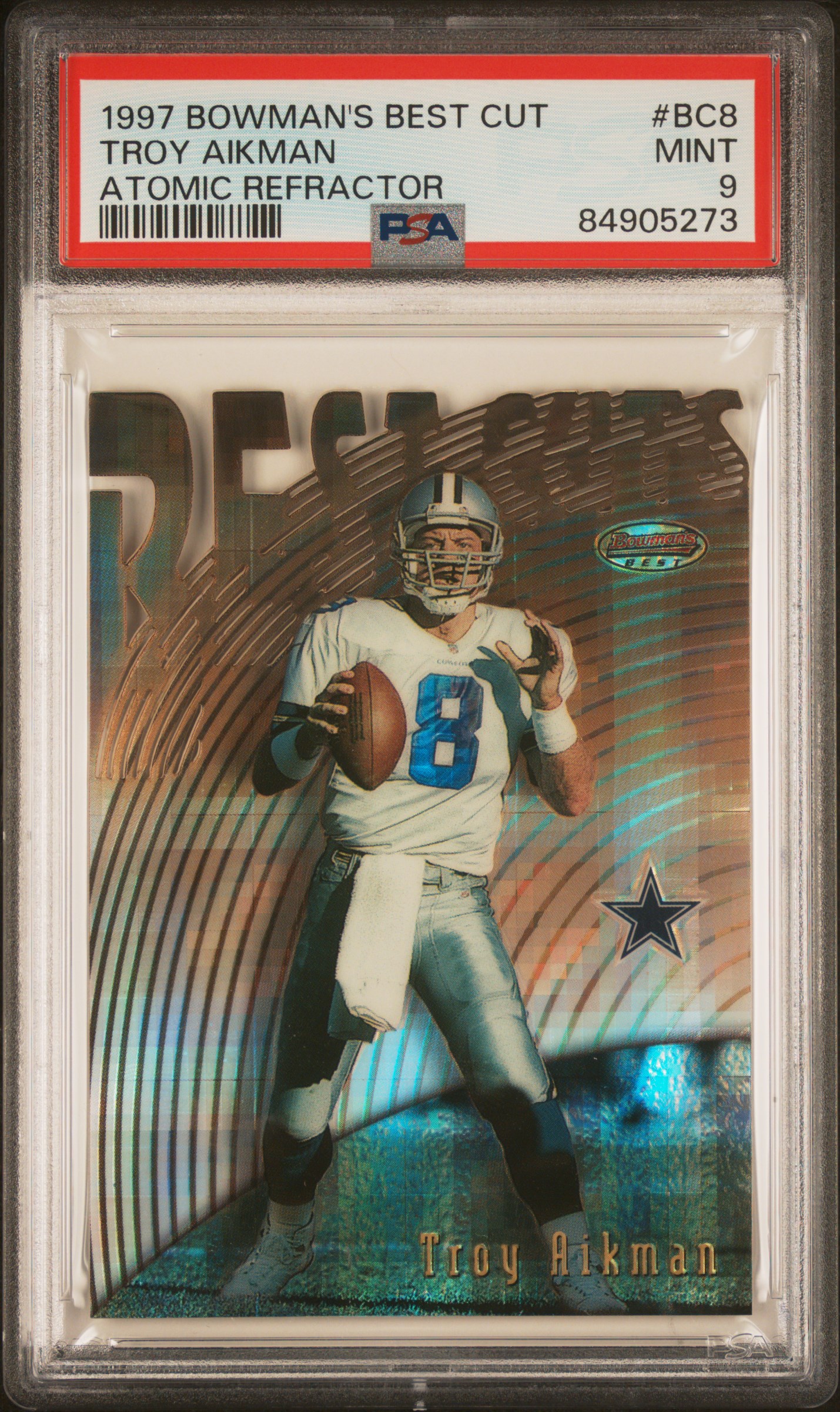 1997 BOWMAN'S BEST BEST CUT #BC8 TROY AIKMAN ATOMIC REFRACTOR