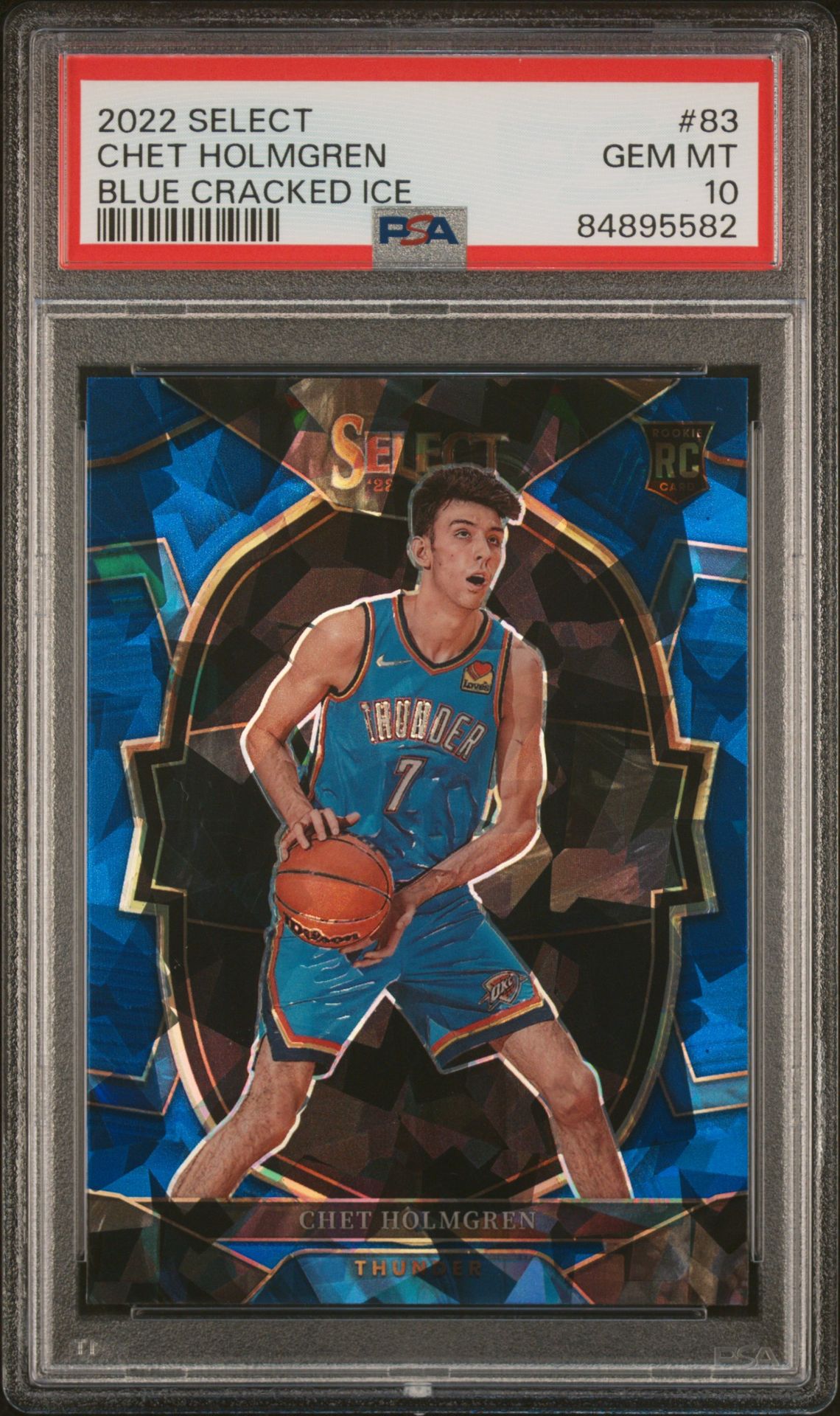 2022 Panini Select Chet Holmgren #83 (Blue Cracked Ice) Gem Mt 10 front