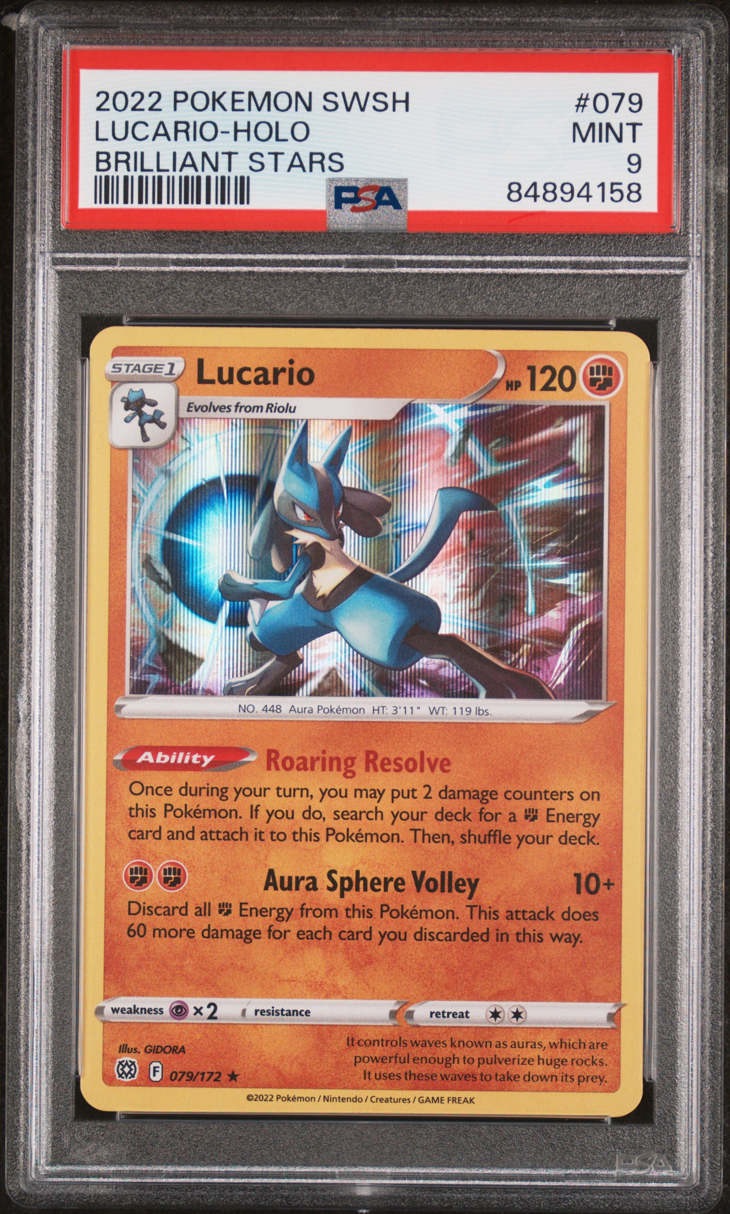 2022 POKEMON SWORD & SHIELD BRILLIANT STARS #079 LUCARIO-HOLO BRILLIANT STARS