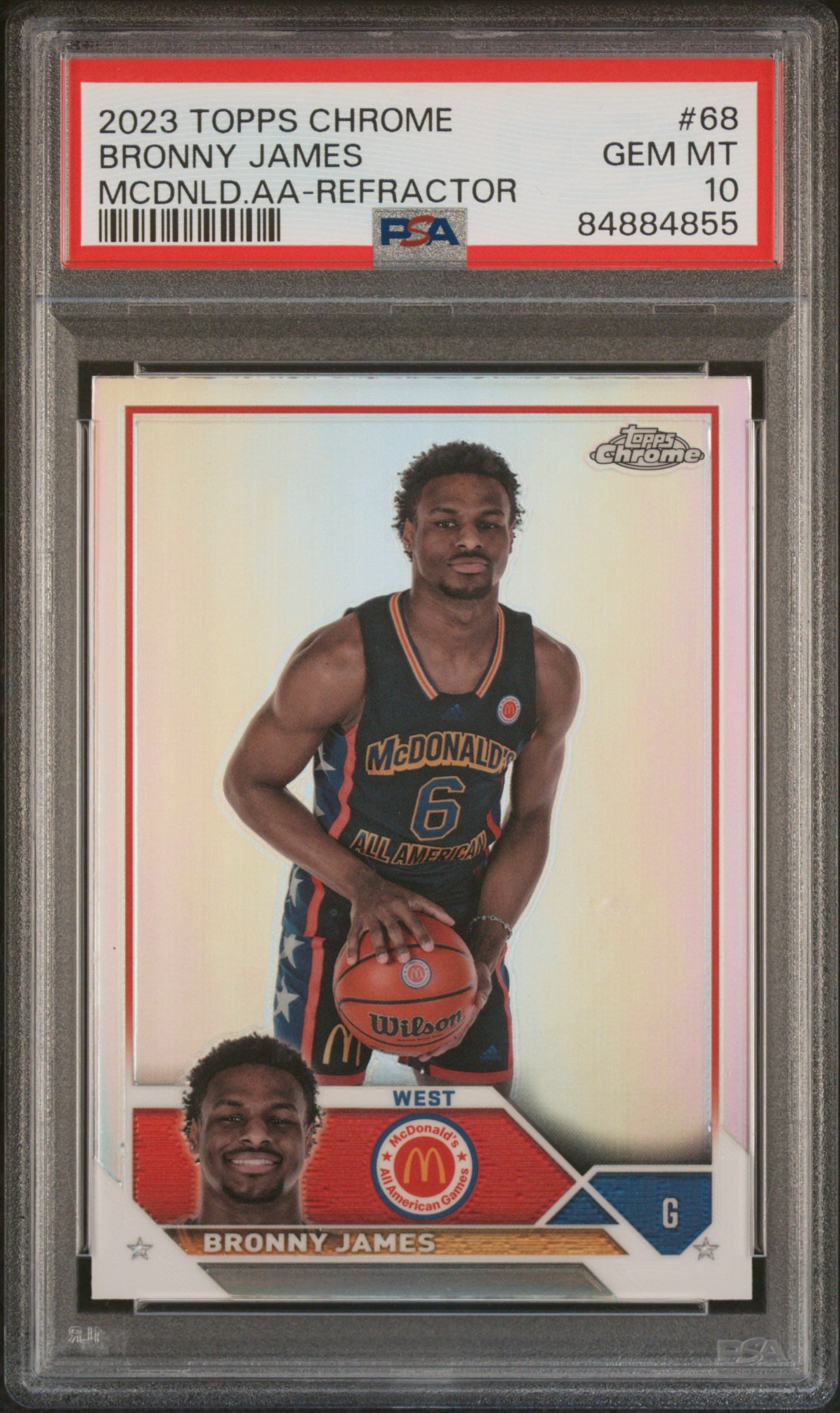 2023 TOPPS CHROME MCDONALD'S ALL-AMERICAN #68 BRONNY JAMES MCDONALD'S A/A-REFRACTOR