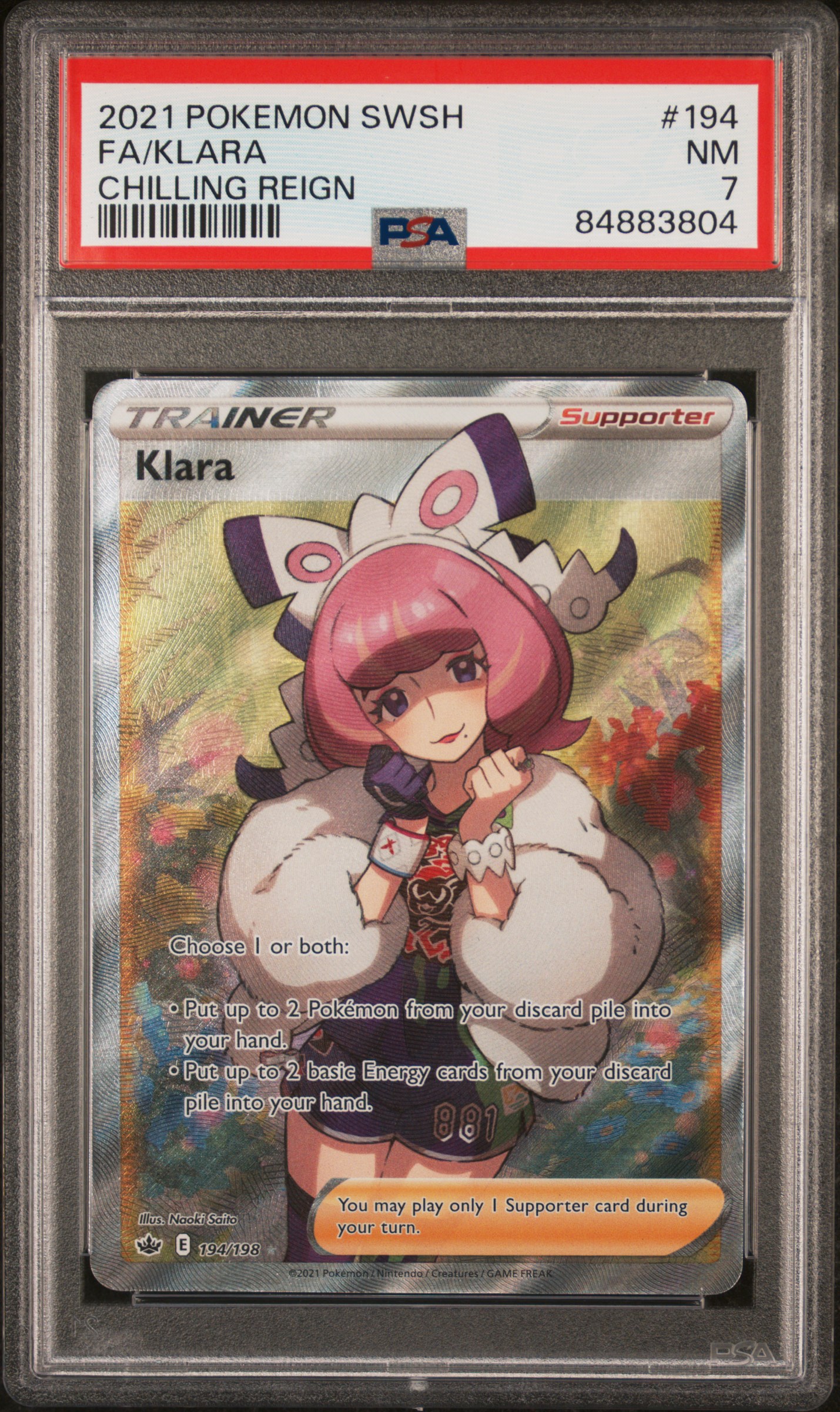 2021 POKEMON SWORD & SHIELD CHILLING REIGN #194 FA/KLARA CHILLING REIGN