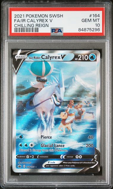 2021 Pokemon Sword & Shield Chilling Reign Fa/Ir Calyrex V #164 (Chilling Reign) Gem Mt 10 front