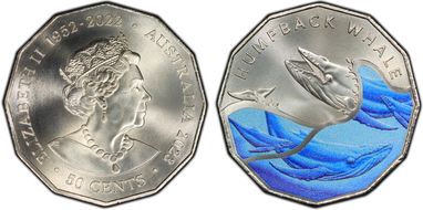 2023 50C Humpback Whale Colorized Antarctic Territory MS70