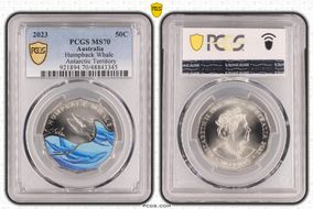 2023 50C Humpback Whale Colorized Antarctic Territory MS70