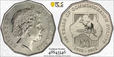 2013 50C Commonwealth Stamps MS69