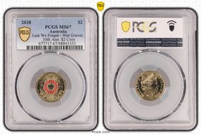 2018 $2 Lest We Forget - War Graves 30th Ann. $2 Coin Colorized MS67