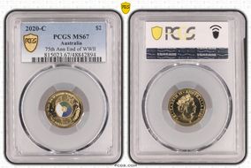 2020-C $2 75th Ann End of WWII Colorized MS67