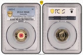 2022-C $2 Remembrance Day Colorized MS68