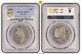 2000 50C Millennium Incuse Flag AU53
