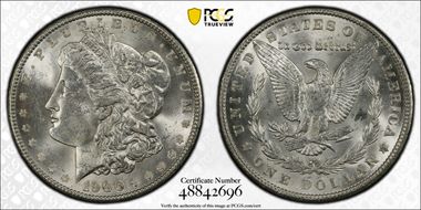 1900 $1 VAM 24 Doubled Wing MS63