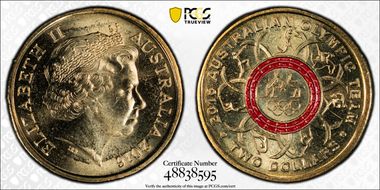 2016 $2 Olympic Team - Red Colorized MS66