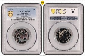 2014 $1 Mob of Roos CuNi  Colorized MS69
