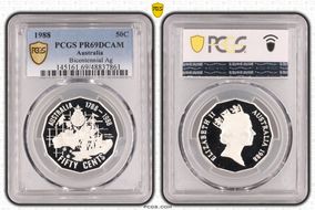 1988 50C Bicentennial Ag PR69DCAM