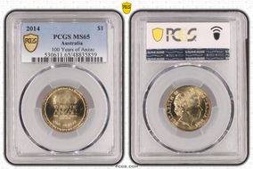 2014 $1 100 Years of Anzac MS65
