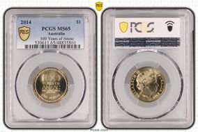2014 $1 100 Years of Anzac MS65