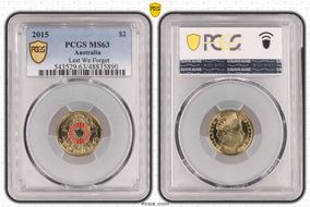 2015 $2 Lest We Forget Colorized MS63