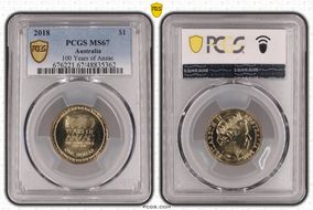 2018 $1 100 Years of Anzac MS67
