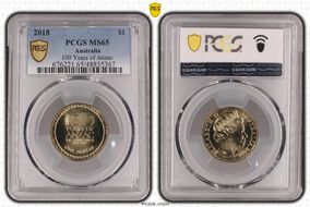 2018 $1 100 Years of Anzac MS65