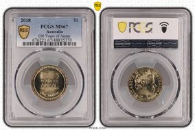2018 $1 100 Years of Anzac MS67