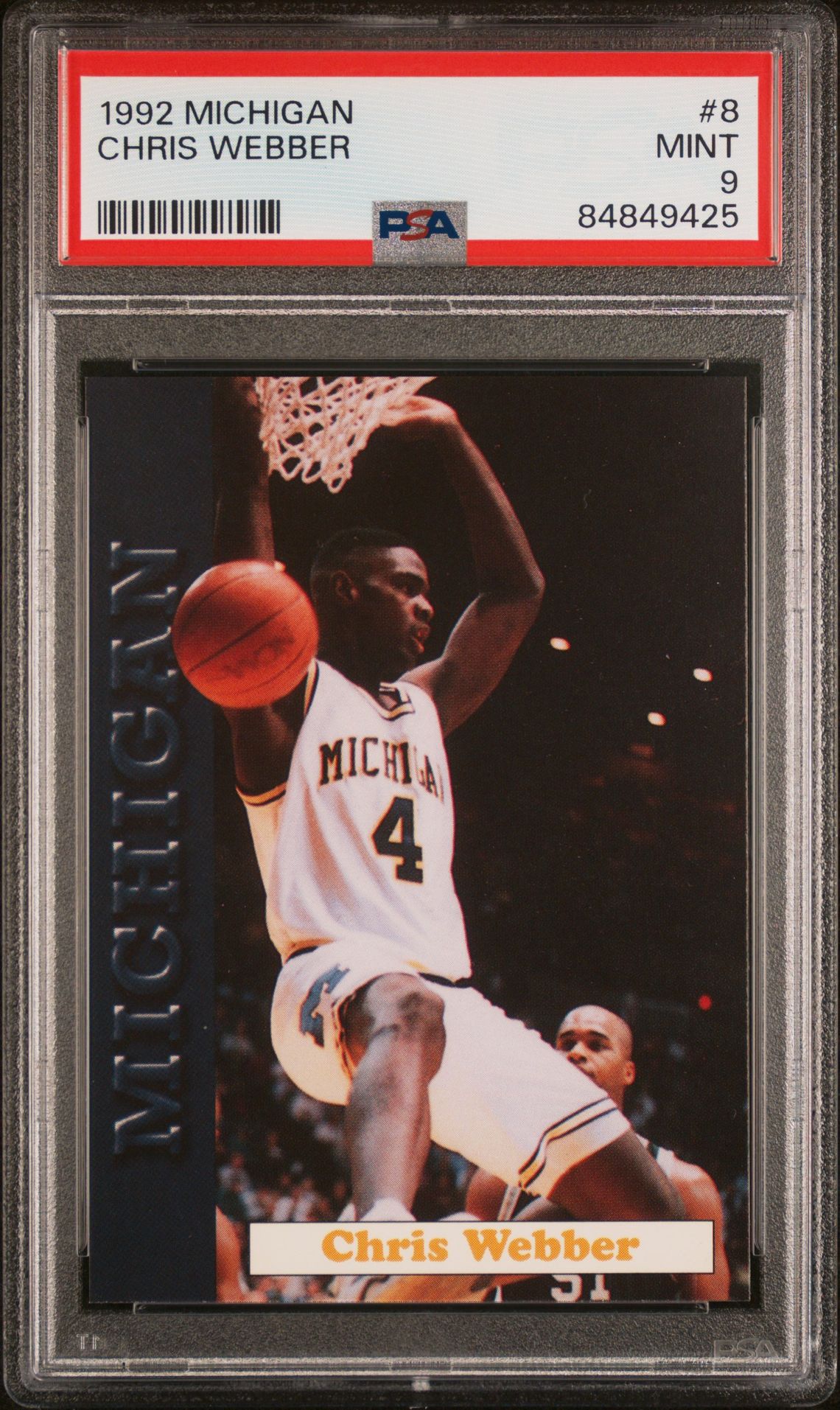 1992 MICHIGAN #8 Chris Webber front