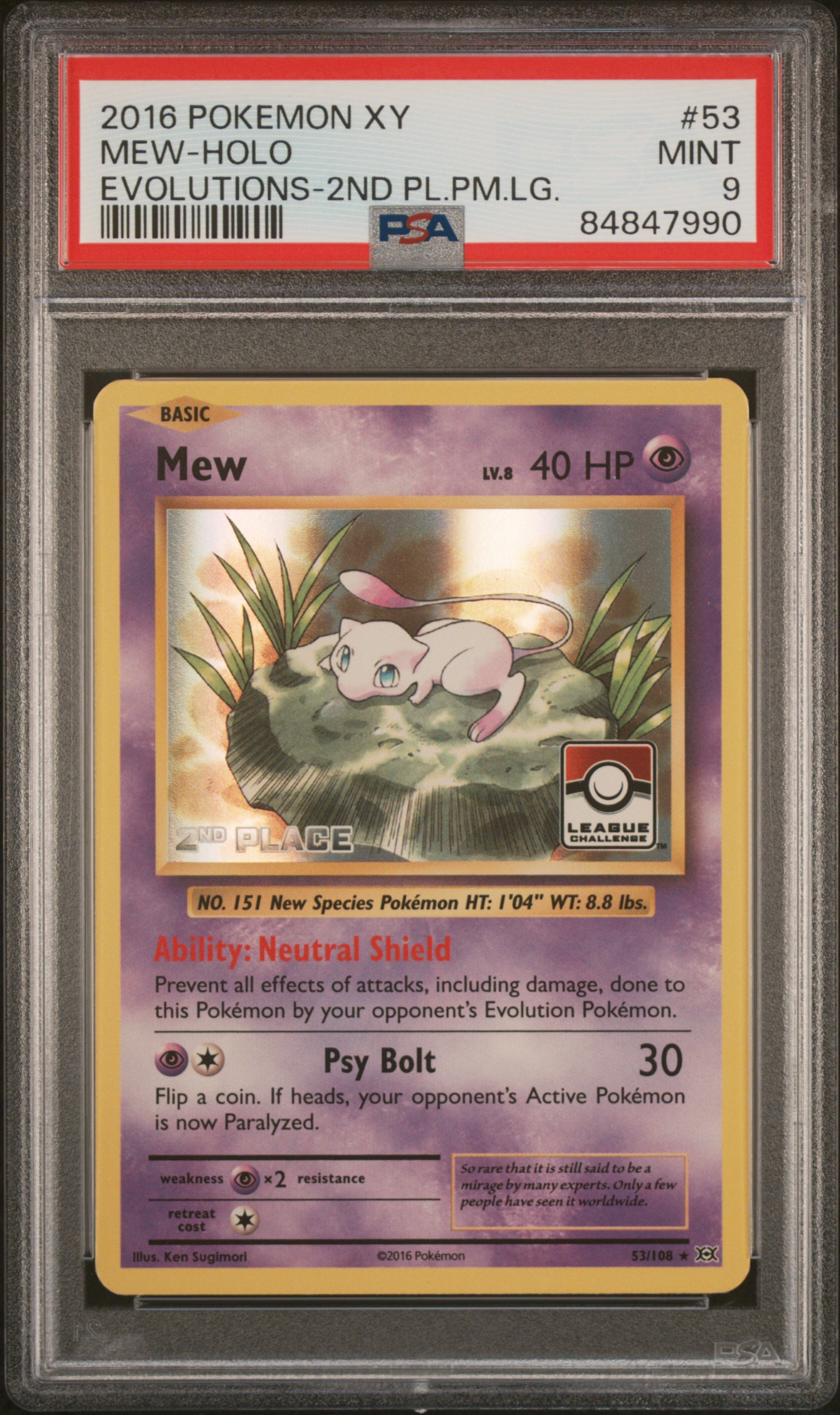 2016 POKEMON XY EVOLUTIONS #53 MEW-HOLO EVOLUTIONS-2ND PL.PM.LG.