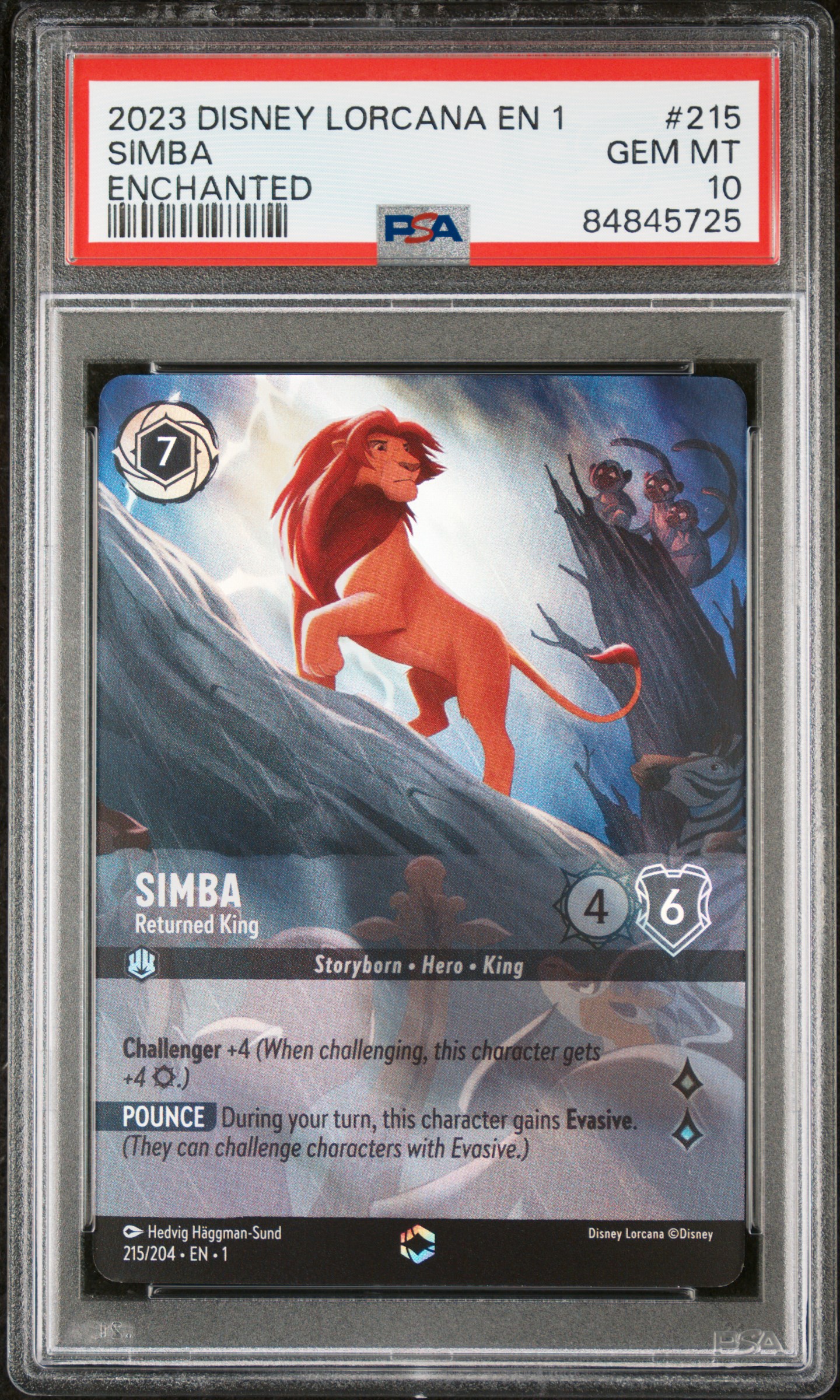 2023 DISNEY LORCANA EN 1-THE FIRST CHAPTER #215 SIMBA ENCHANTED
