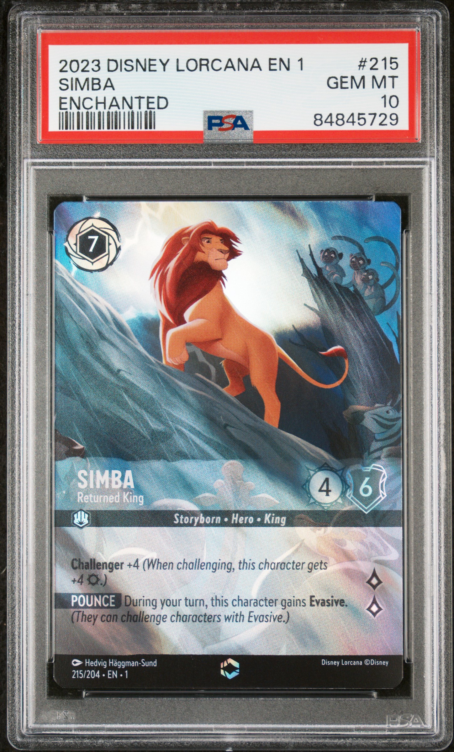 2023 DISNEY LORCANA EN 1-THE FIRST CHAPTER #215 SIMBA ENCHANTED