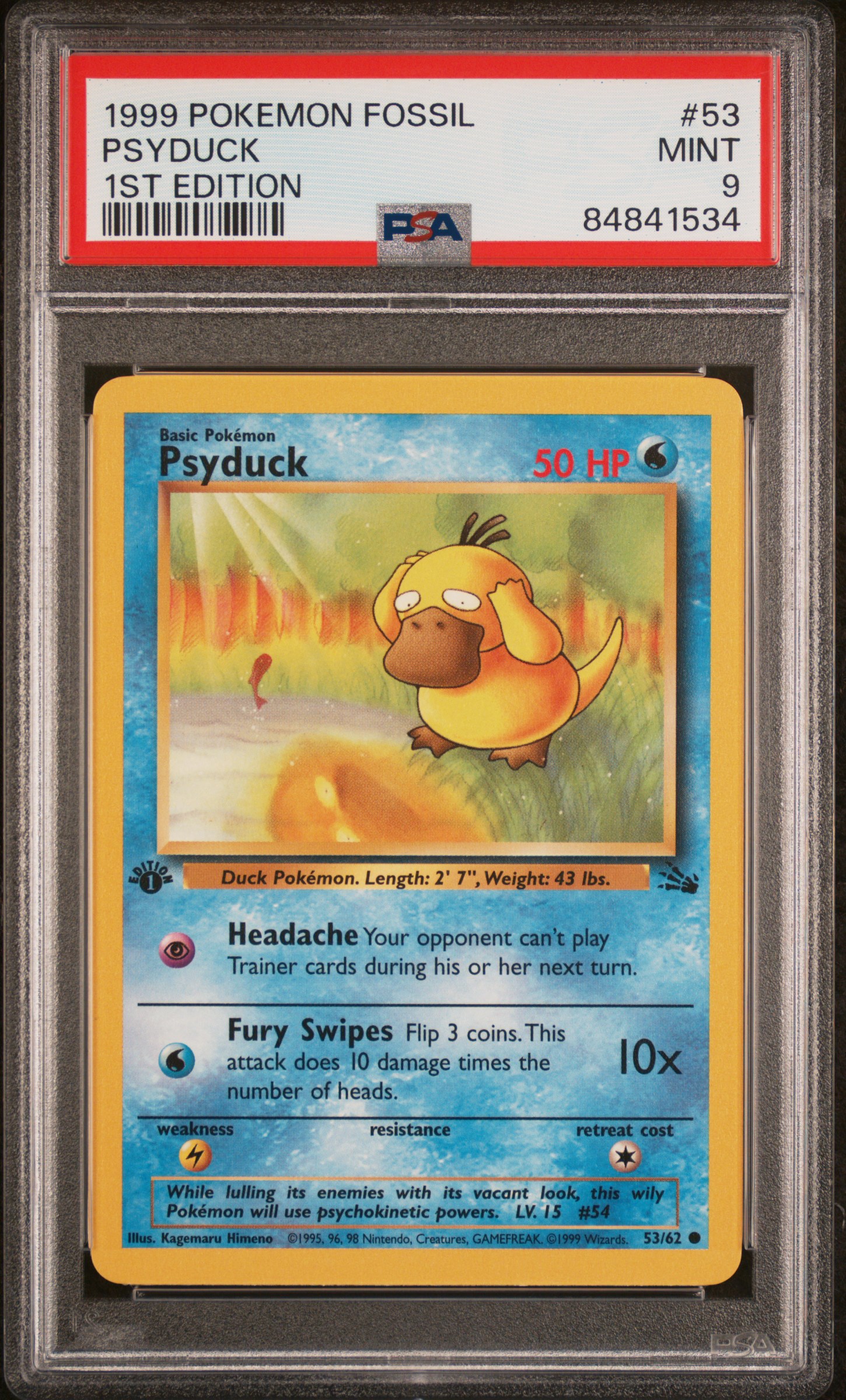 1999 POKEMON FOSSIL #53 PSYDUCK 1ST EDITION