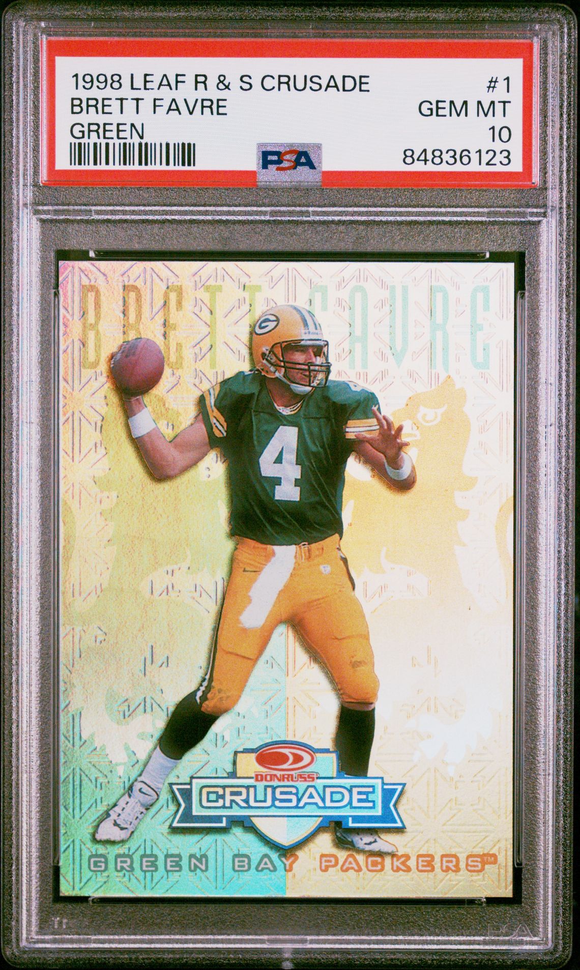 1998 Panini LEAF R & S CRUSADE GREEN #1 Brett Favre front