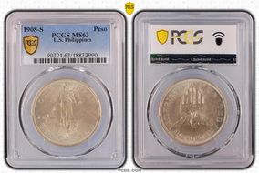 1908-S Peso KM-172  Ag MS63