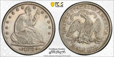 1873-S 50C WB-1 Arrows Small S XF45