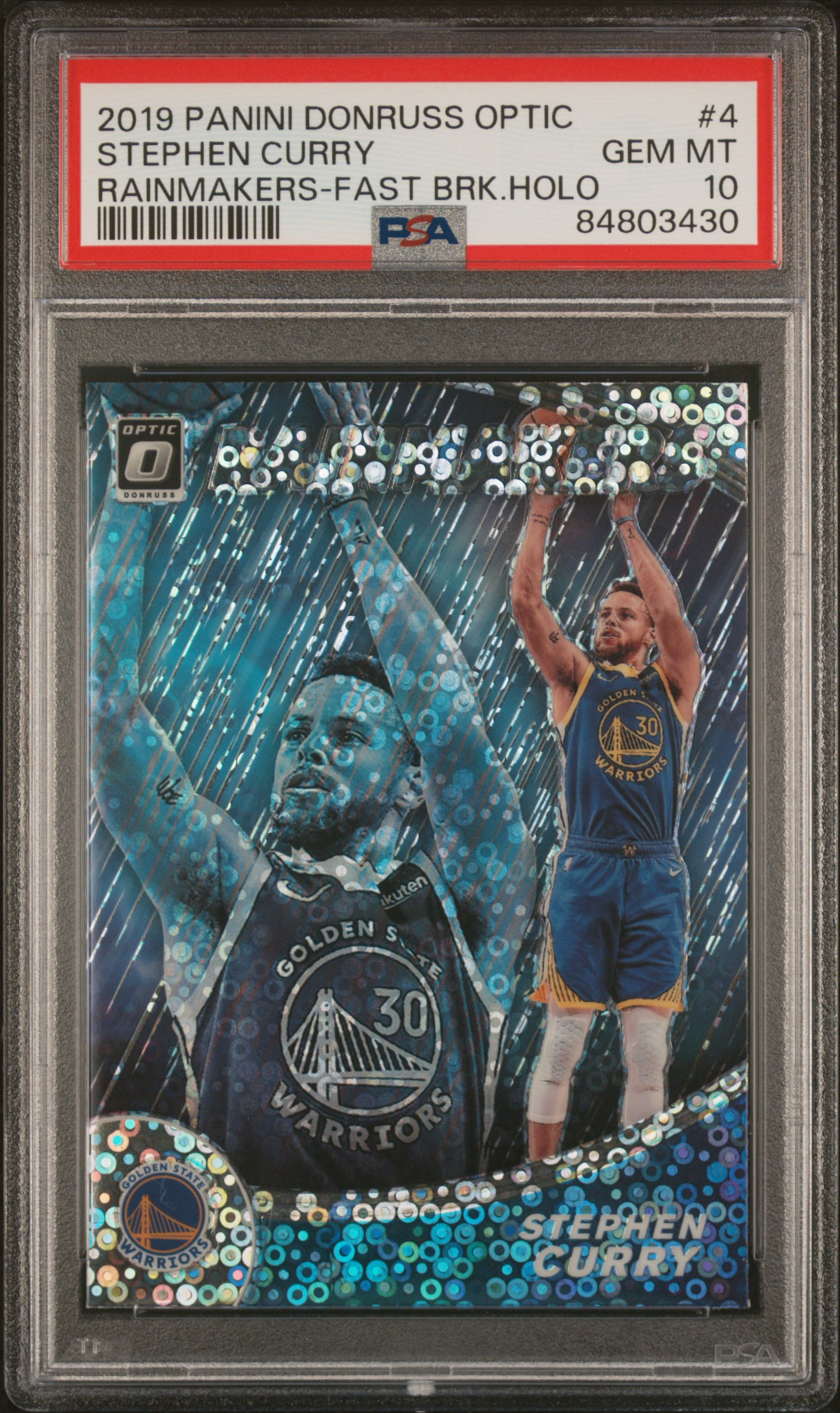 2019 PANINI DONRUSS OPTIC RAINMAKERS #4 STEPHEN CURRY RAINMAKERS-FAST BRK.HOLO