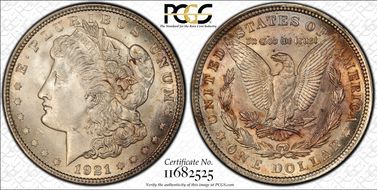 1921 $1 Wide Reeding MS64