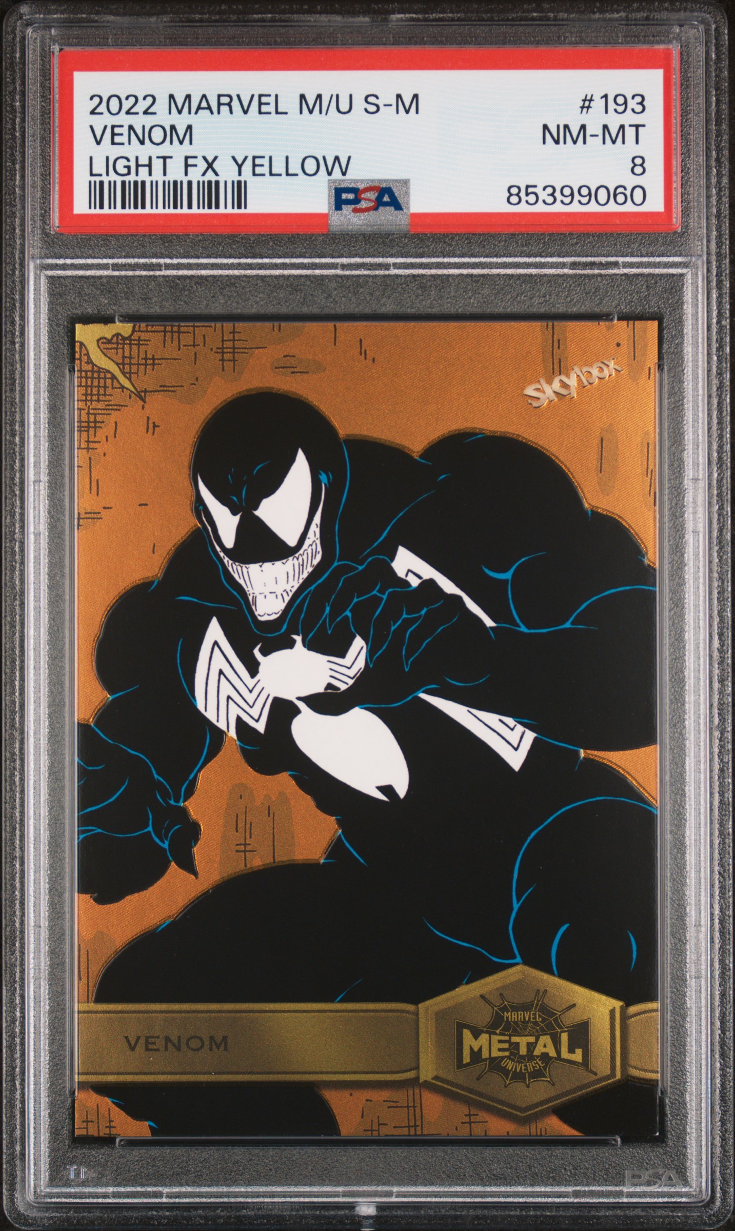 2022 SKYBOX MARVEL METAL UNIVERSE SPIDER-MAN #193 VENOM LIGHT FX YELLOW