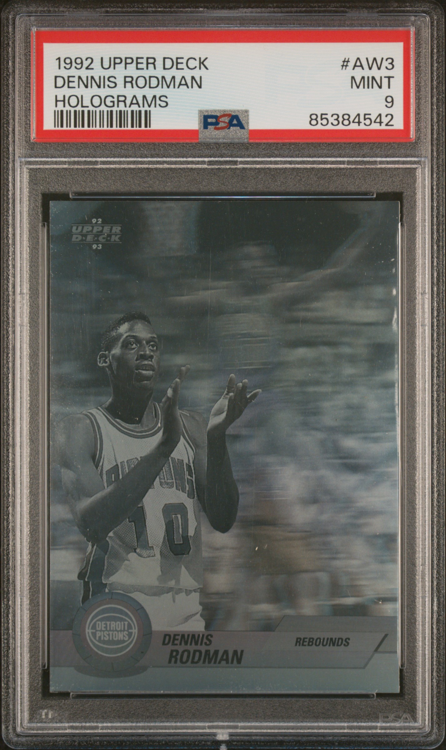 1992 UPPER DECK AWARD WINNER HOLOGRAM #AW3 DENNIS RODMAN HOLOGRAMS